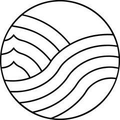Minimalist line art top view of circular vineyard illustration on transparent