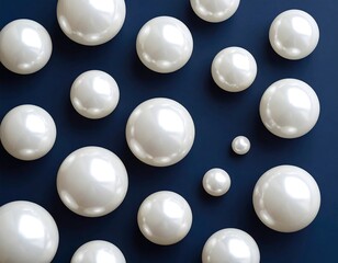 Pearls arranged on dark blue background