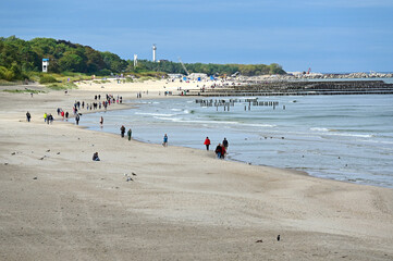 Ustka, Słupsk county, Pomorze, Pomerania, Poland, Europe : Ustka is popular holiday resort on South Coast of Baltic Sea, Slovincian Coast, beach in September