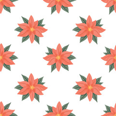 Poinsettia Seamless Pattern, Poinsettia Background, Poinsettia Motif