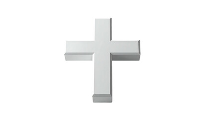 Obraz premium A simple, white, three-dimensional cross, rendered against a black background; it has slightly beveled edges giving a sense of depth