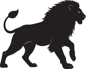 Obraz premium Wild Lion Silhouette Vector Illustration