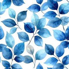 Delicate, vibrant blue leaves on white background