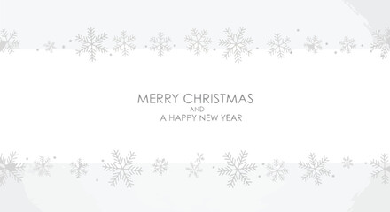 Elegant Merry Christmas and Happy New Year greeting with delicate silver snowflakes and subtle bokeh for festive celebration invitations and designs