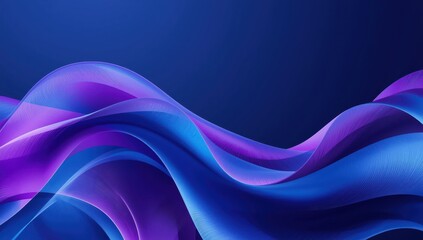 Abstract design featuring flowing, vibrant purple and blue lines on a deep blue background.