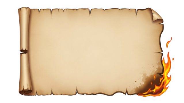 Aged scroll with burning edges