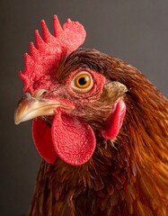 Close-up portrait of a brown hen