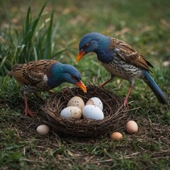 birds setting in the nest