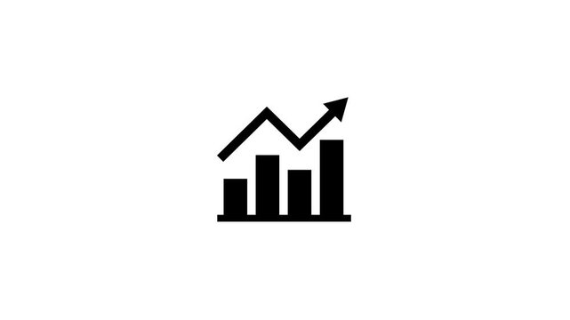 Minimalist Bar Chart with Upward Trend Animation, Finance business graph chart with up arrow. Business Financial Growing Business Income And Earnings. Bar chart for growing business graph.