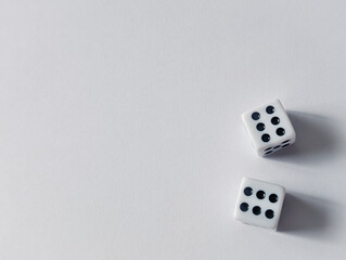 dices with double six in the corner, horizontal layout, space for text
