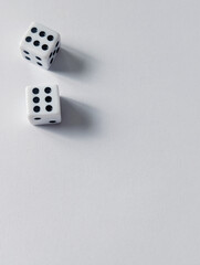 Letter cubes with double six in the corner, space for text