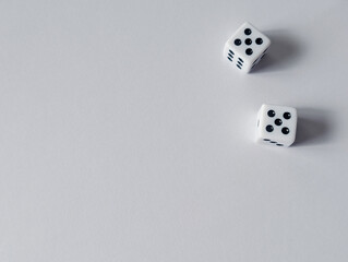 Letter cubes with double five in the corner, horizontal layout, space for text