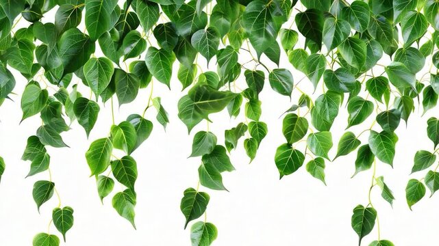 A bunch of green leaves suspended from the ceiling, great for parties or special events
