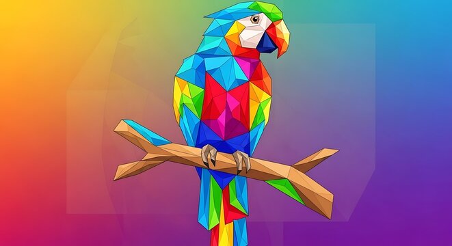Colorful Parrot on Branch.