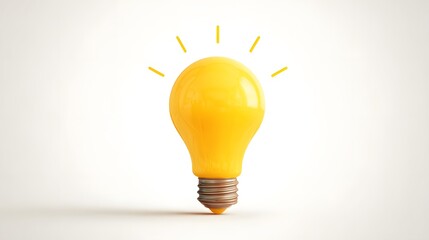 Bright yellow light bulb illuminating with radiant rays