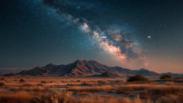 Milky way over desert mountains
