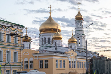Orthodox cathedral in downtown in summertime.