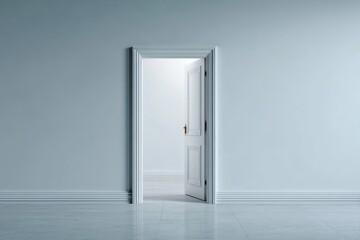 Gateway to Opportunities: An open door set against a minimalistic, serene interior. This image speaks of beginnings, prospects, and untapped potential