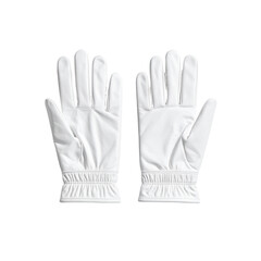 Obraz premium Pair of white, soft-looking gloves, separated, showing fingers and wrist cuffs