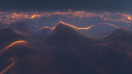 Golden glowing wave across dark frame photographed on DSLR, 50mm lens, shallow depth focusing on radiant sparkles
