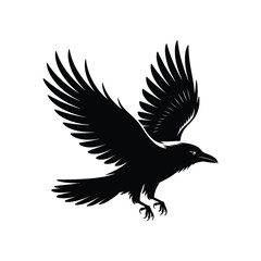 Obraz premium Raven Silhouette Vector Illustration A Black Bird Design for Gothic Projects and Dark-Themed Graphics in Digital Art and Creative Design