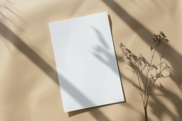 White hard paper mockup blossom canvas flower.