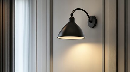 Stylish wall lamp with a sleek curved arm and a matte black finish for contemporary interiors