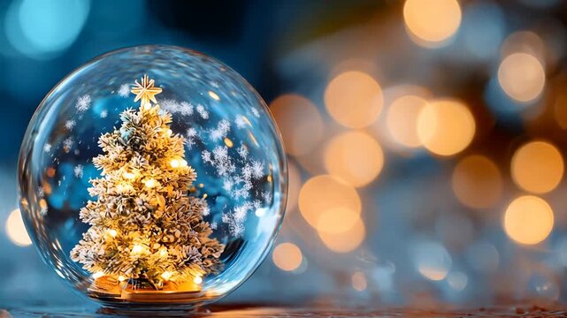 &Aacute;rbol de Navidad dentro de una bola de cristal con luces parpadeantes