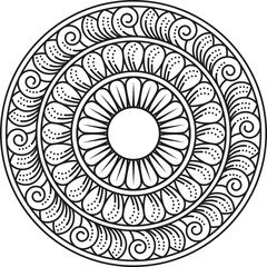 Indian Traditional and Cultural Rangoli, Alpona, Kolam, or Paisley vector line art. Bengal Art India. centuries-old Bengali art tradition of the Bengal region, for textile printing, logo, wallpaper