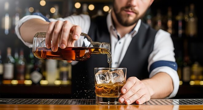 Bartender Pouring Whiskey.