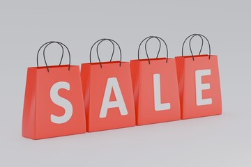 sale shopping bags on white background