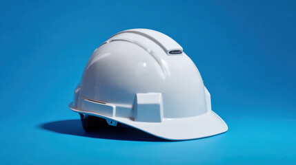 Fototapeta premium White construction hard hat offering industrial safety