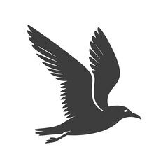 Obraz premium Seagull Silhouette Vector Illustration Black Design Flying Bird Graphic Element Isolated on White Background Detailed Outline Artistic Drawing