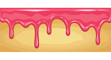 Vibrant pink strawberry glaze dripping beautifully over a warm golden background, perfect for sweet treat designs