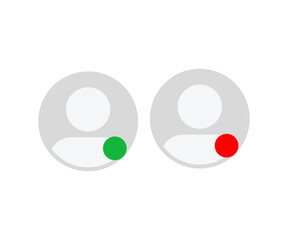 Profile default avatar icon. Social media user avatar with online offline status icon. 

