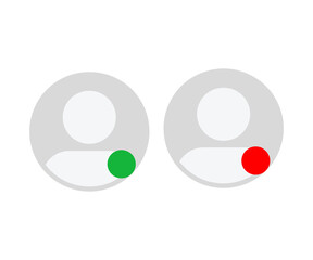 Profile default avatar icon with online offline status illustration on transparent background.  
