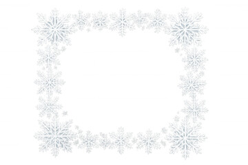 Fototapeta premium White snow creating a rectangle frame on transparent background. Winter holidays decoration design element festive border