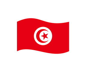 Tunisia waving flag icon. Official national flag of Tunisia vector design and illustration.


