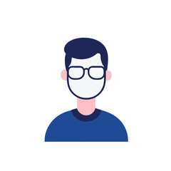 Modern flat design avatar of a young man wearing glasses