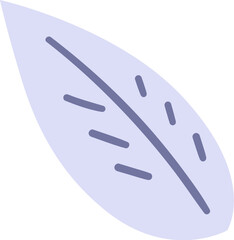 A stylized blue leaf with a central vein and smaller veins