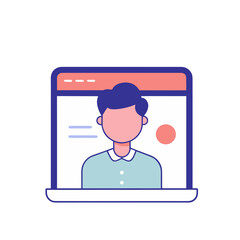 Digital profile avatar on a laptop screen with simple design elements