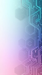 Obraz premium Abstract hexagonal blue purple gradient background with circuit board digital elements for technology engineering design software development banners and computer science presentations.
