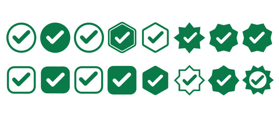 WebStylish collection of green check mark symbols perfect for confirming selections, completing tasks, and verifying information in modern designs and user interfaces