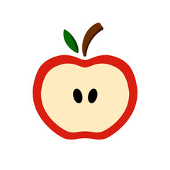 Sliced Red Apple Vector Illustration