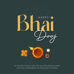 Indian Bhai Dooj Festival Greeting Card and Social media Post Design. Bhaiya Dooj Celebration with Text Vector Illustration
