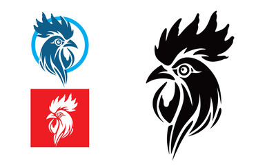 Obraz premium big rooster head logo, silhouette of great chicken head vector illustrations