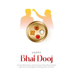 Indian Bhai Dooj Social Media Post and Greeting Card Wishes. Bhaiya Dooj Creative Poster and Flyer Template Vector Illustration
