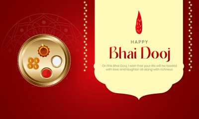Indian Bhai Dooj Banner and Greeting Card Wishes. Bhaiya Dooj Creative Background with Text Vector Illustration