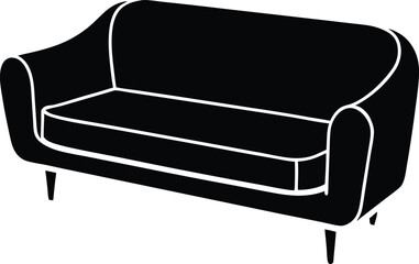 minimalist coworking sofa lounge line art illustration on transparent