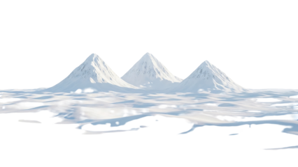 Snowy peaks rise above a frozen expanse